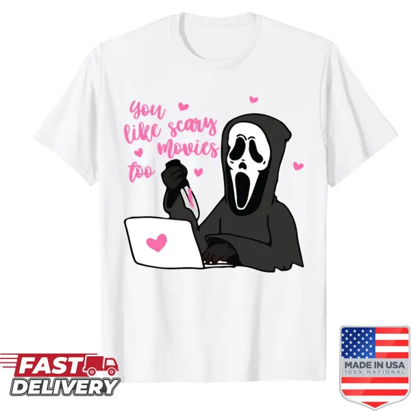 Funny shirt declaring love for scary movies
