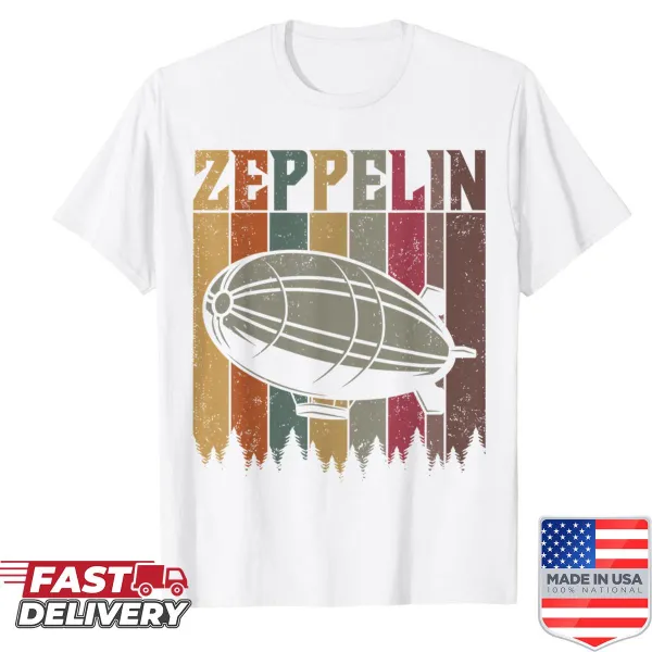 Vintage-style dirigible shirt with retro airship graphic