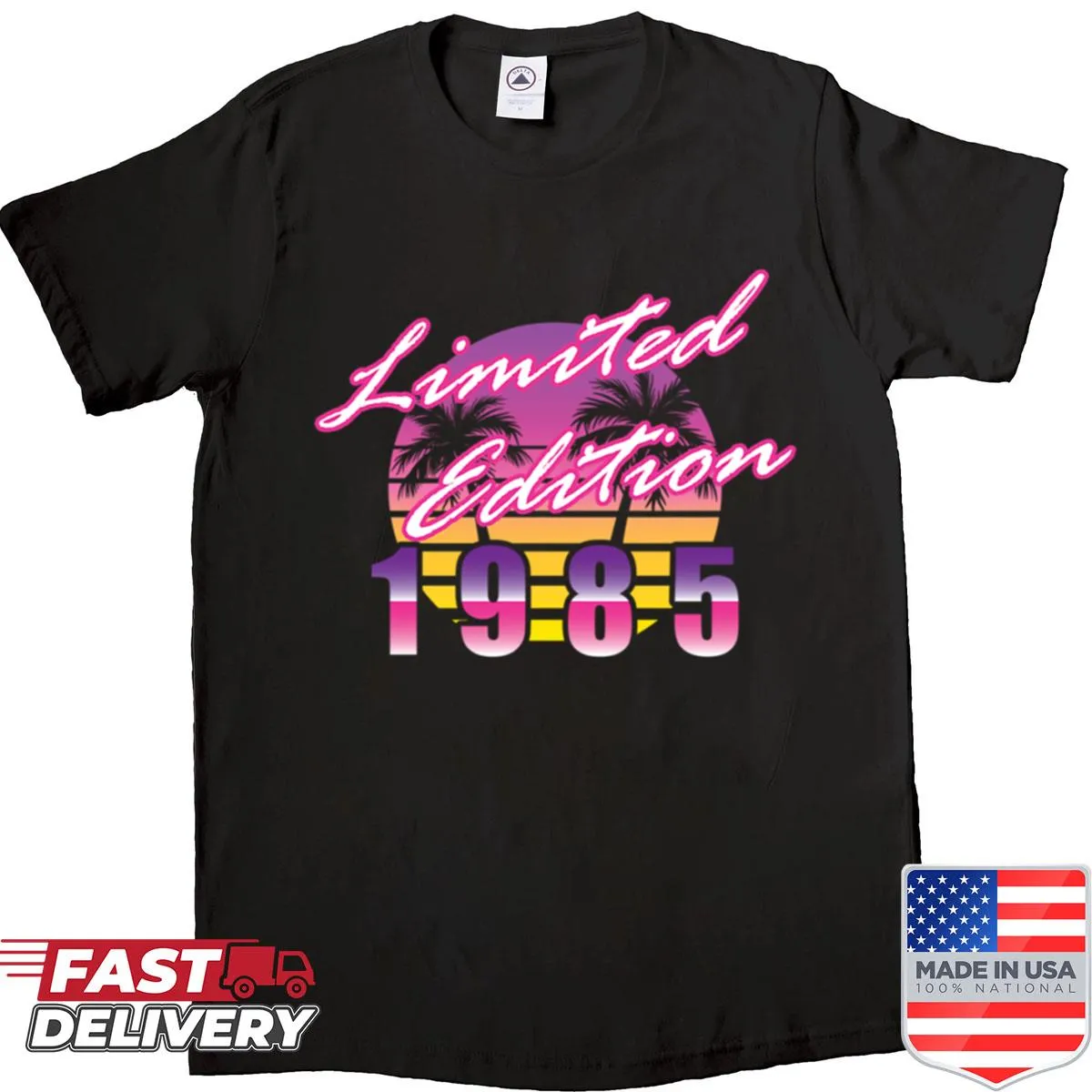 Vintage t-shirt celebrating a 40th birthday with references from 1985.