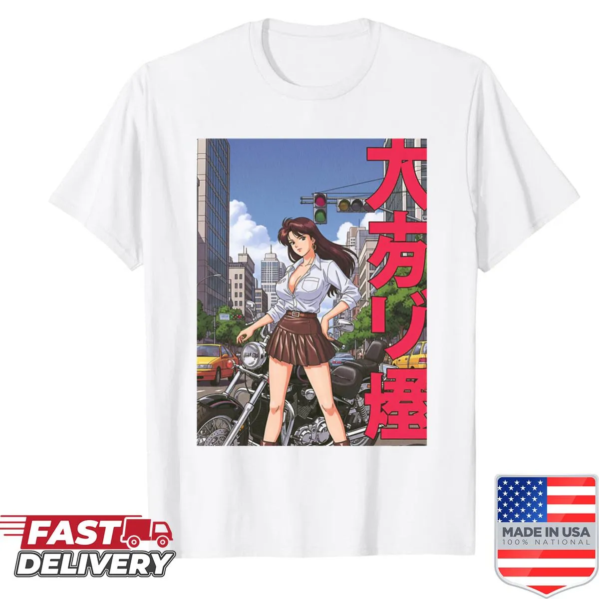 Cute 90s anime girl graphic T-shirt