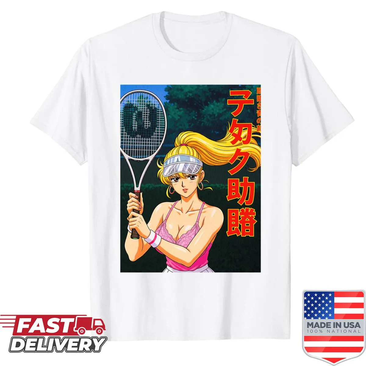 90s anime style illustration of a tennis player