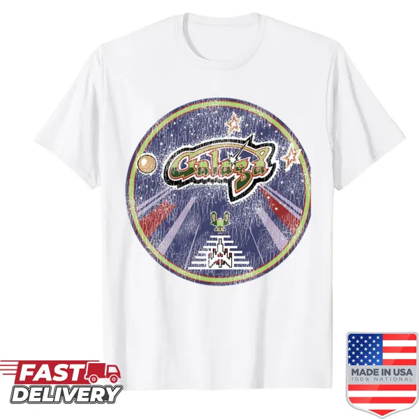 Vintage-style shirt featuring retro video game graphics.