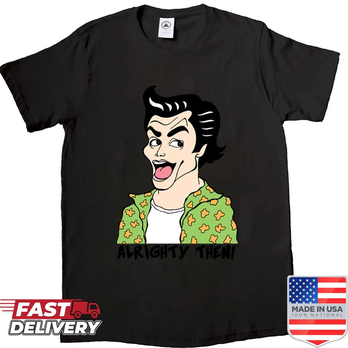 Illustrated Ace Ventura shirt featuring a caricature of the character
