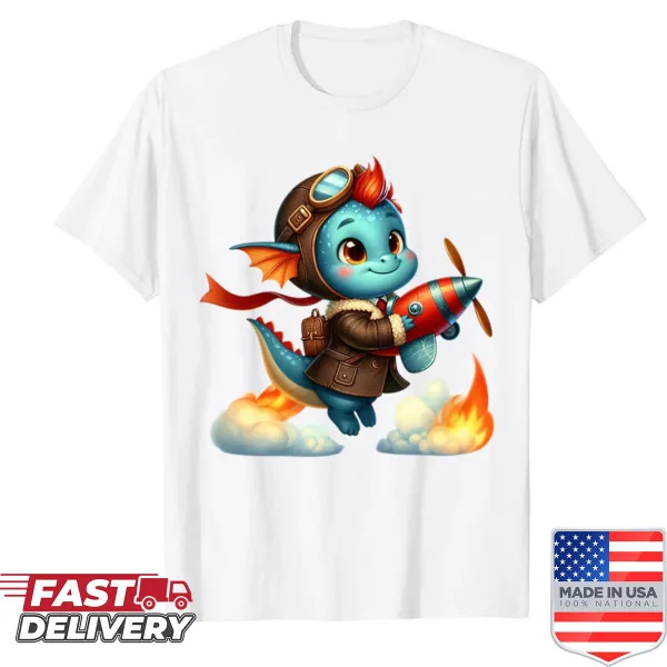 Cute dragon in a mini plane design for kids