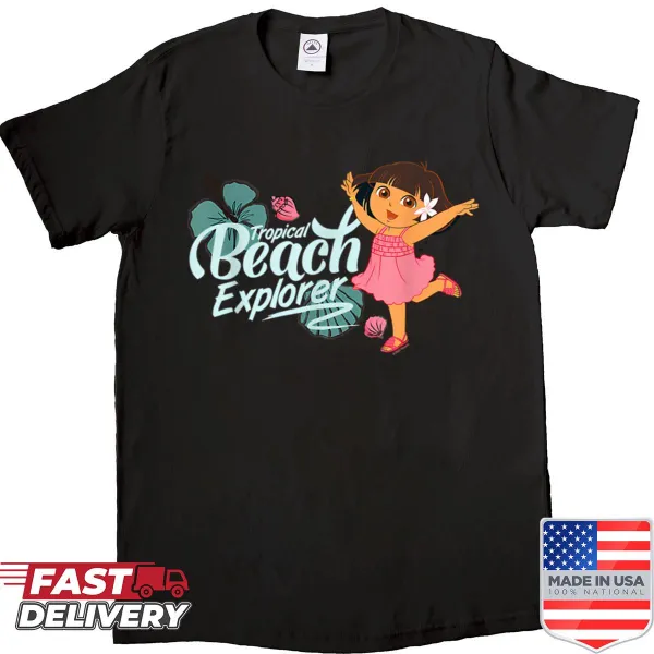 Cute cartoon adventure girl and monkey shirt for kids