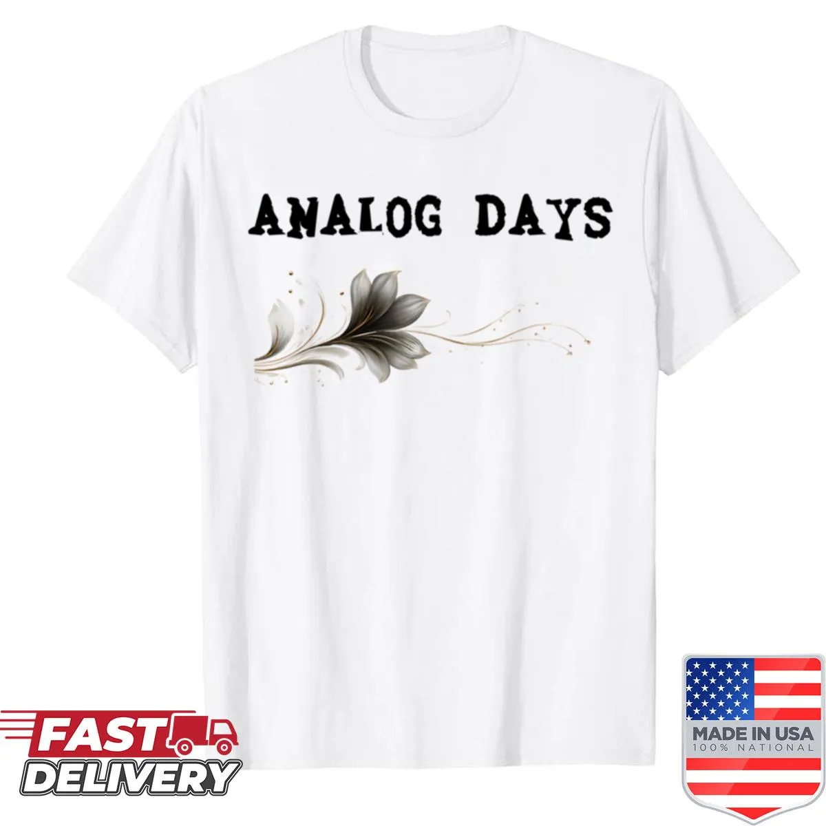 Retro Analog Days graphic on a vintage-style shirt