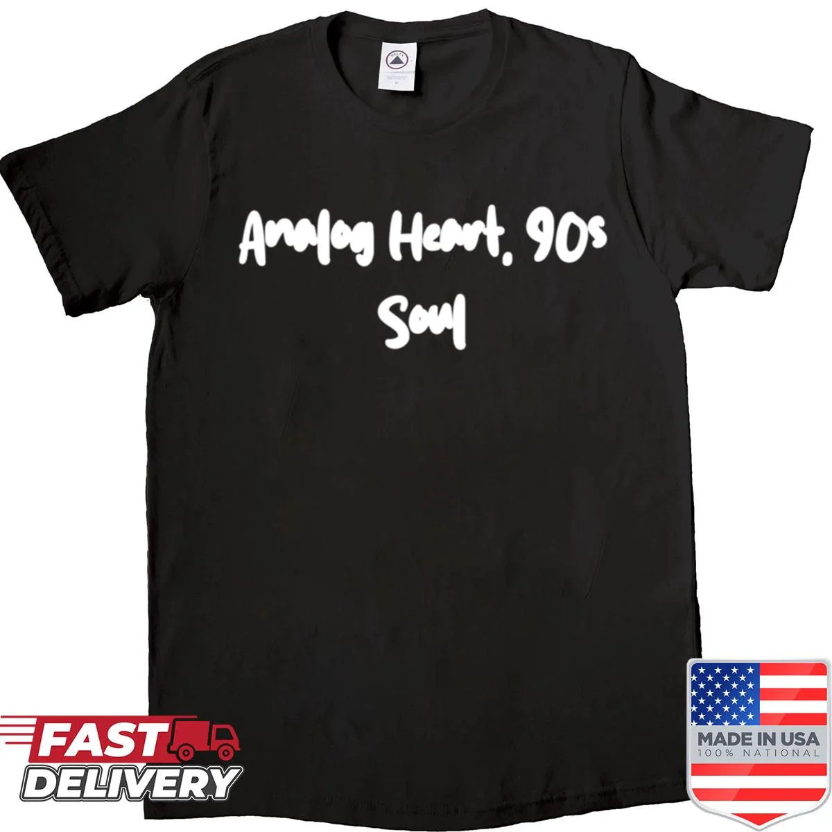 Retro-style shirt featuring nostalgic typography about true identity.