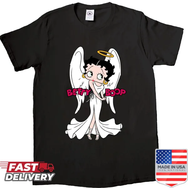 Betty Boop shirt with her depicted as an angel in a centered design
