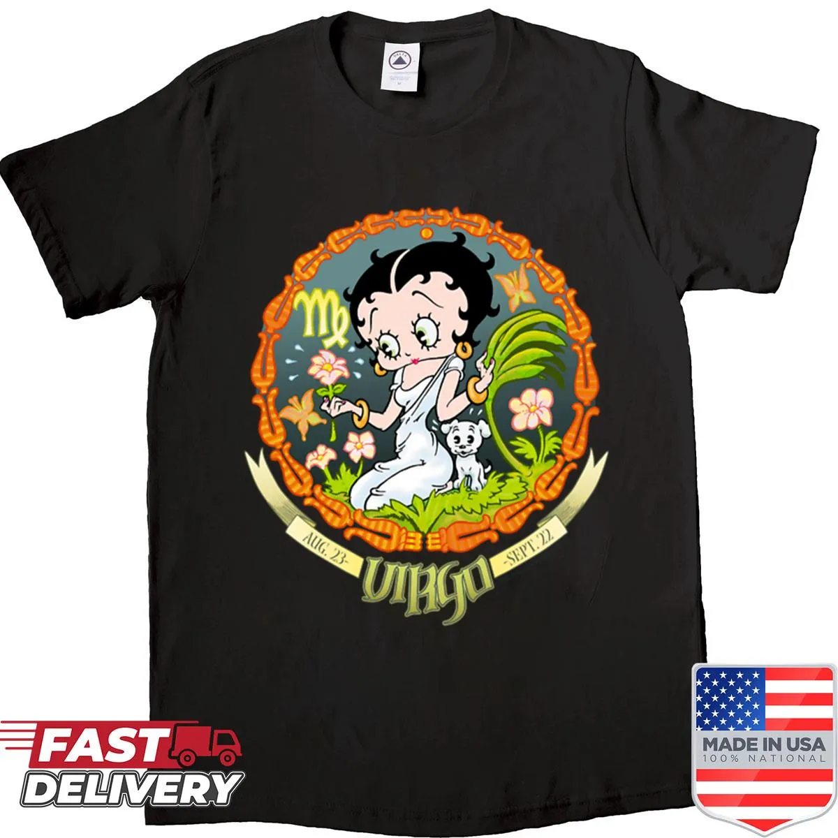 Betty Boop Virgo astrology graphic T-shirt