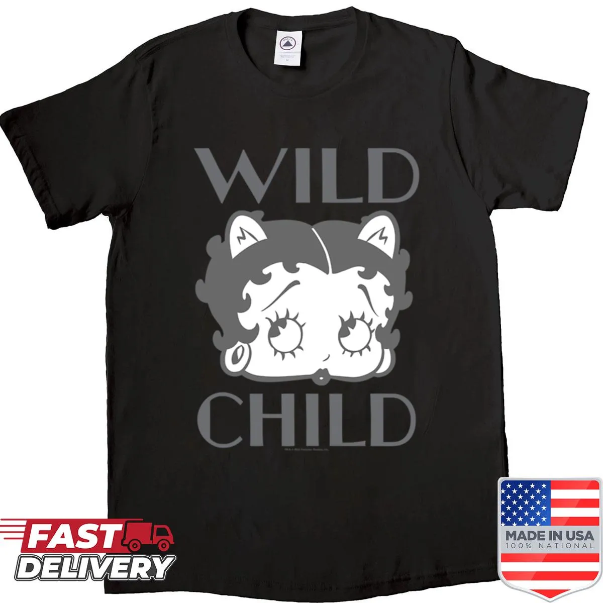 Betty Boop shirt featuring her with cat ears in a playful design