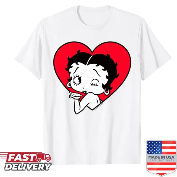 Betty Boop blowing kiss t-shirt with hearts