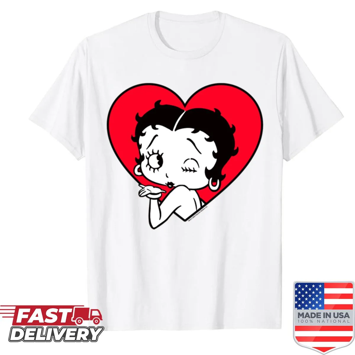 Betty Boop blowing kiss t-shirt with hearts