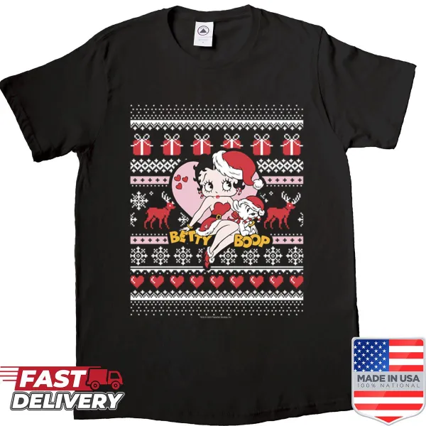 Betty Boop Christmas T-shirt with holiday present graphic