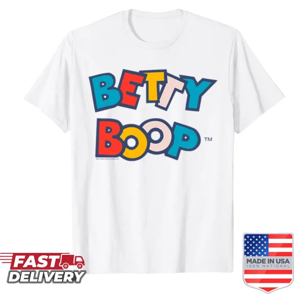 Stylish t-shirt with a stacked text logo of Betty Boop