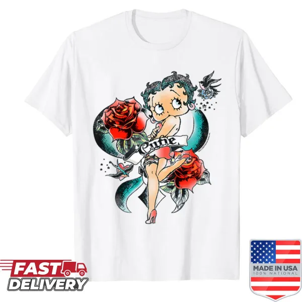 Cute t-shirt featuring Betty Boop in a floral design