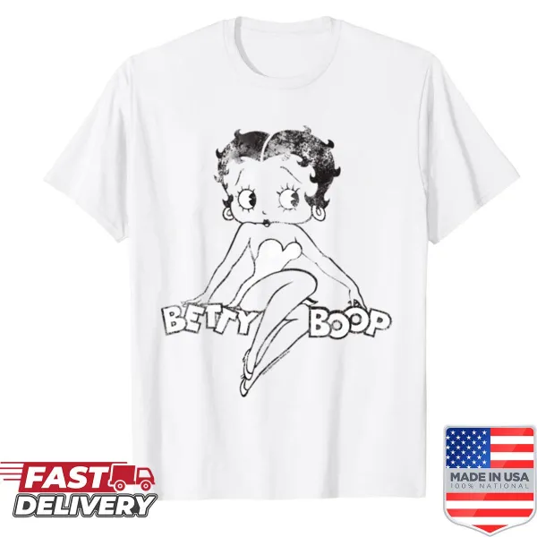 Betty Boop faded outline shirt in vintage poster style.