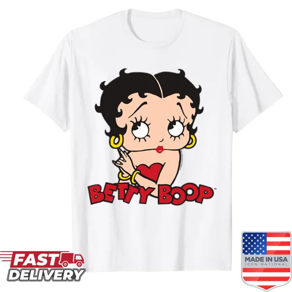 T-shirt featuring Betty Boop in a hands-clasped pose illustration