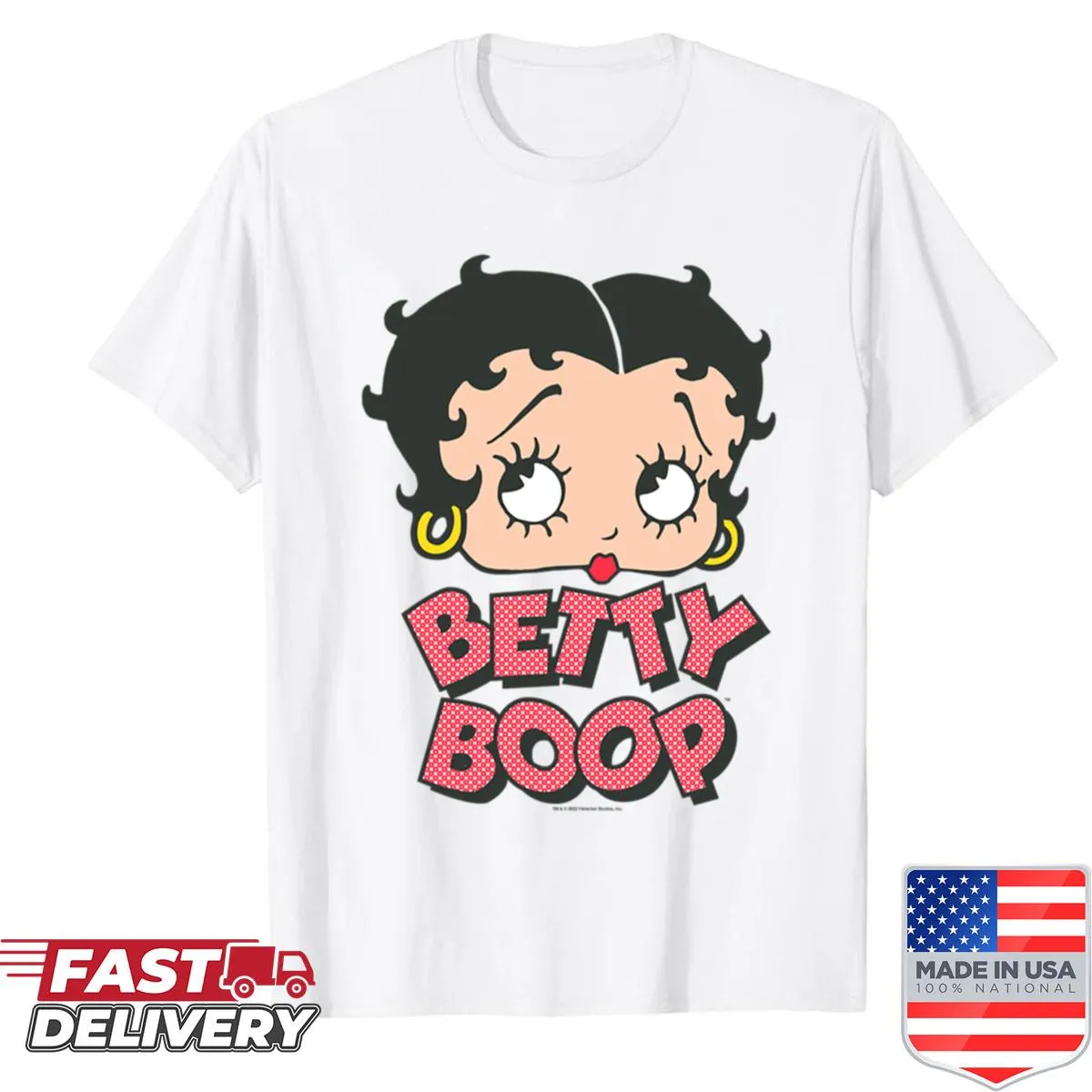 Betty Boop big head design with polka dots and text fill