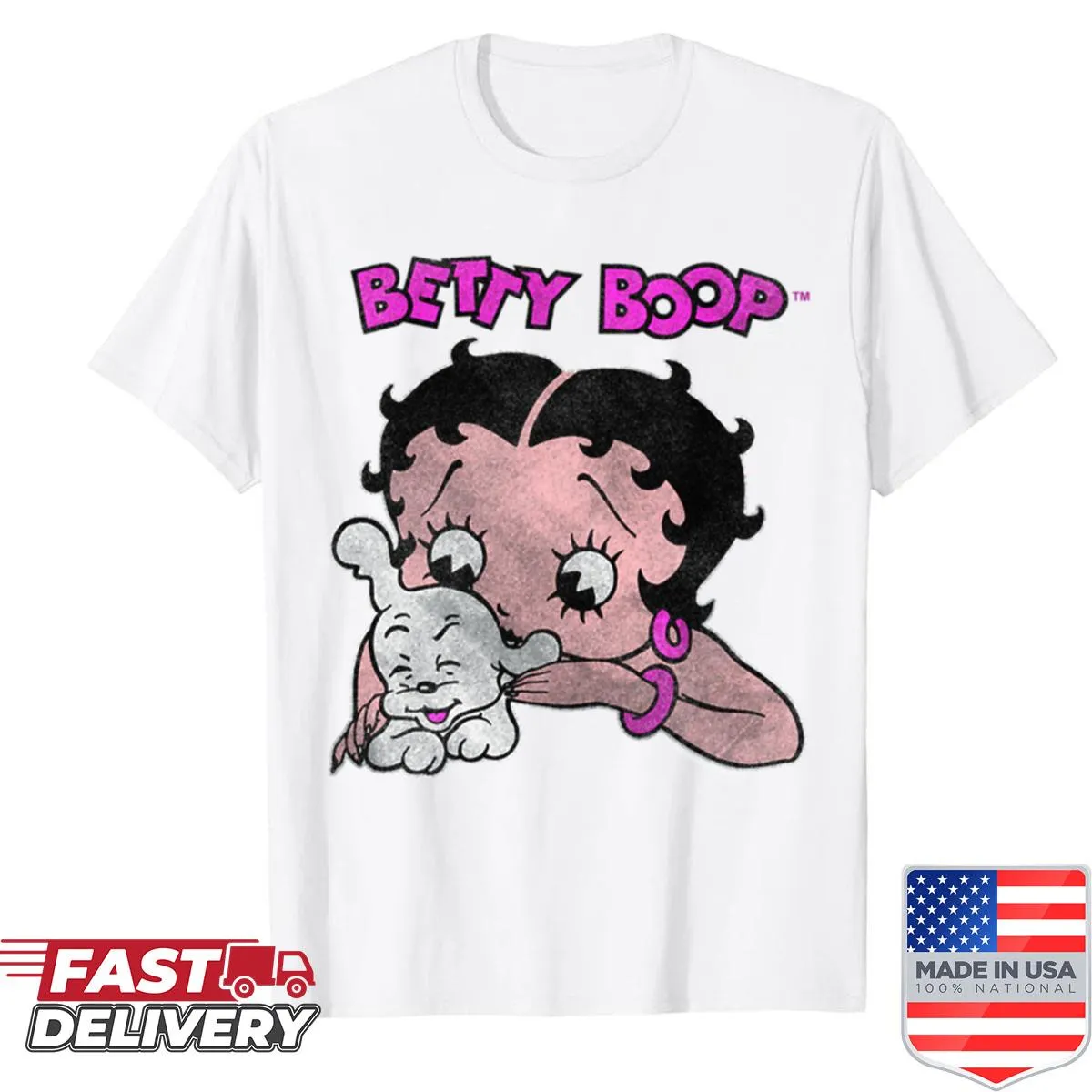 Vintage-style Betty Boop t-shirt with pudgy design and love theme