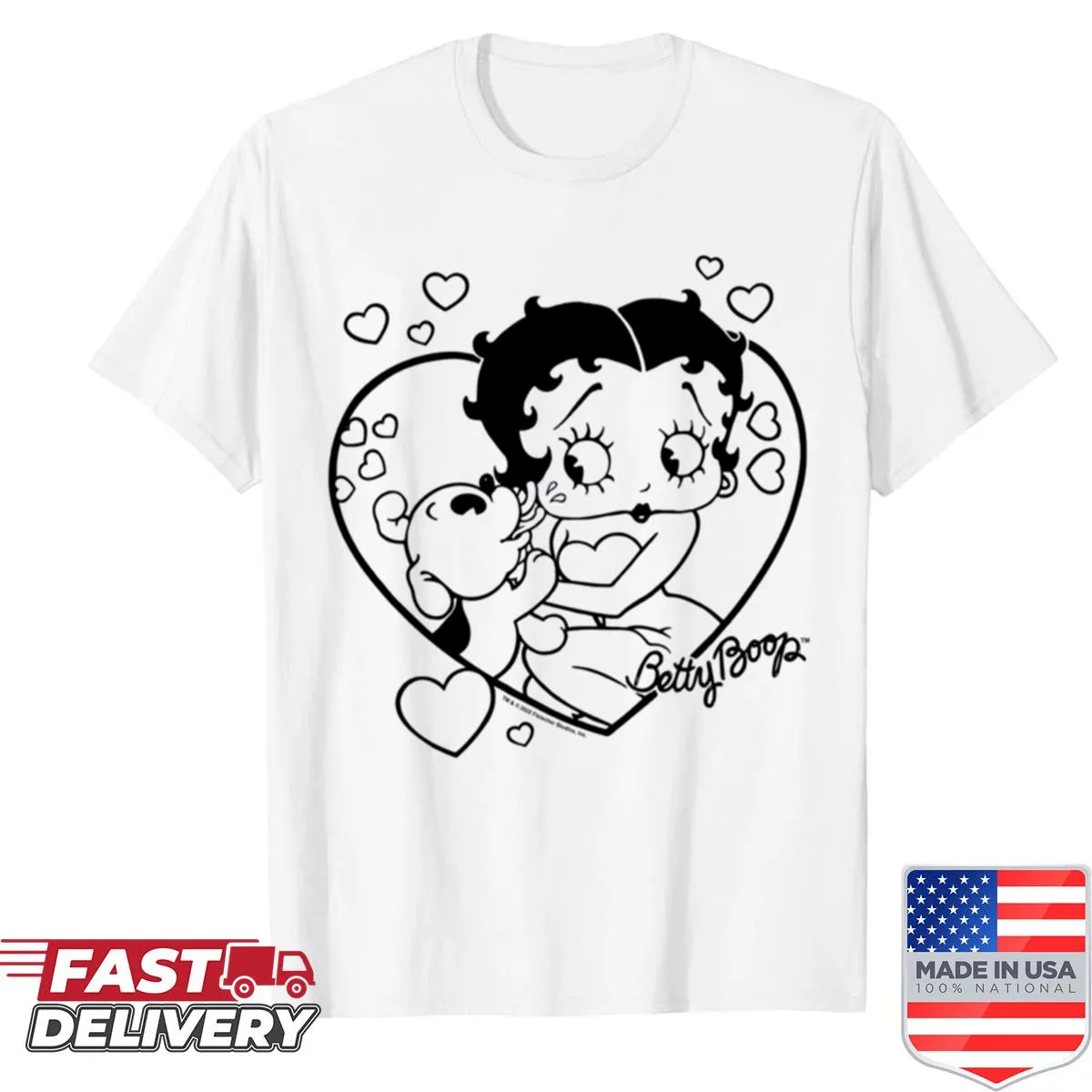 Cute vintage Betty Boop Valentine's Day shirt with love portrait