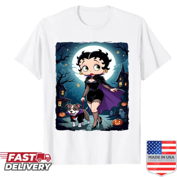 Betty Boop as a vampire in a playful Halloween design