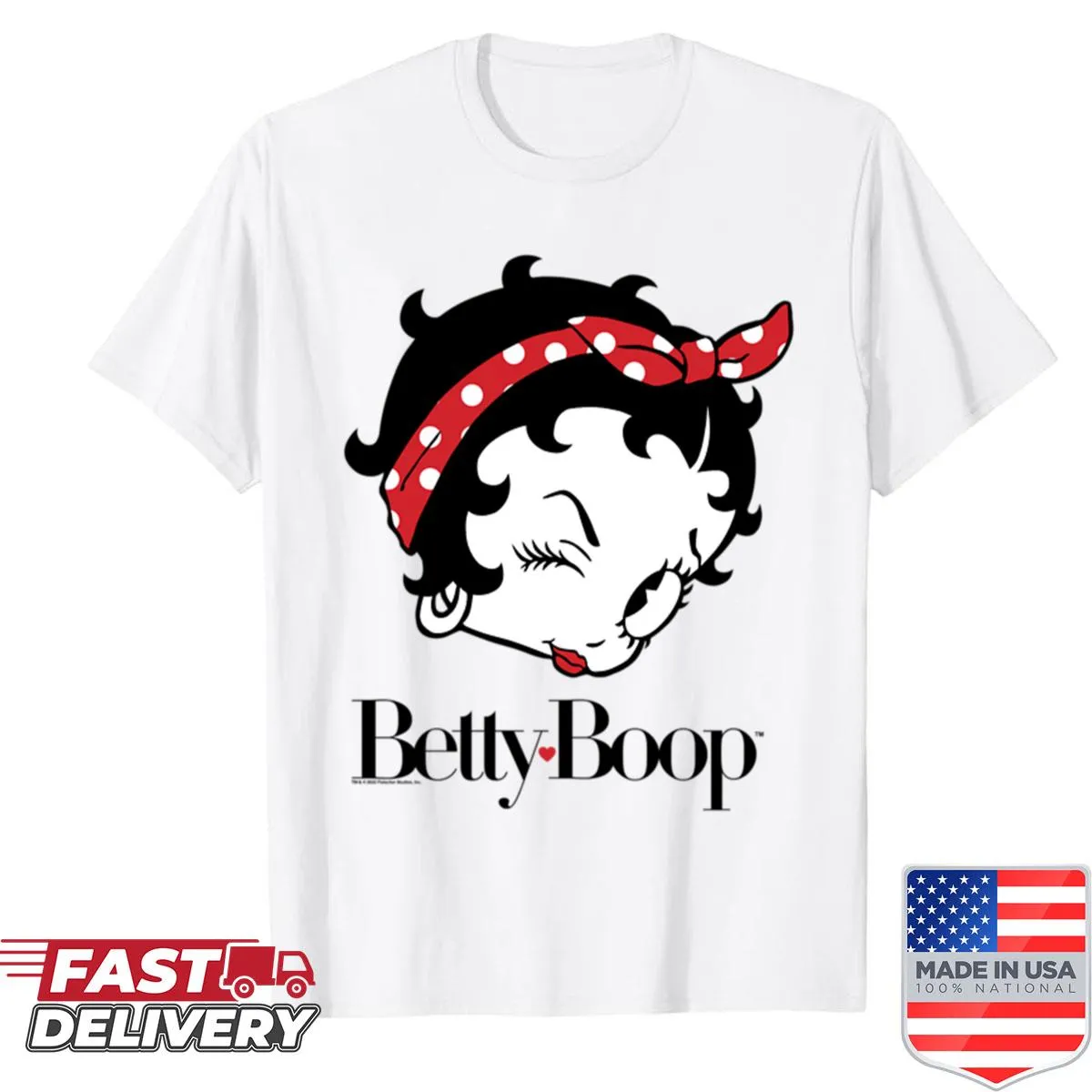 Vintage Betty Boop shirt with big head winking and bandana