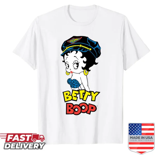 Vintage t-shirt featuring portrait of Betty Boop in biker style