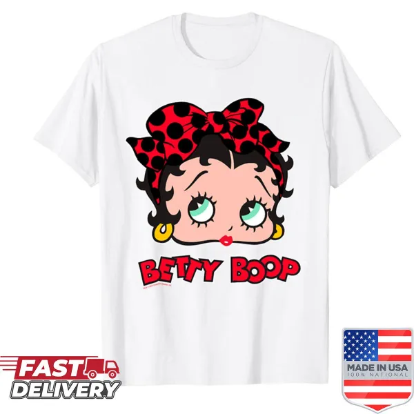 Betty Boop pin-up portrait shirt with dotted bow