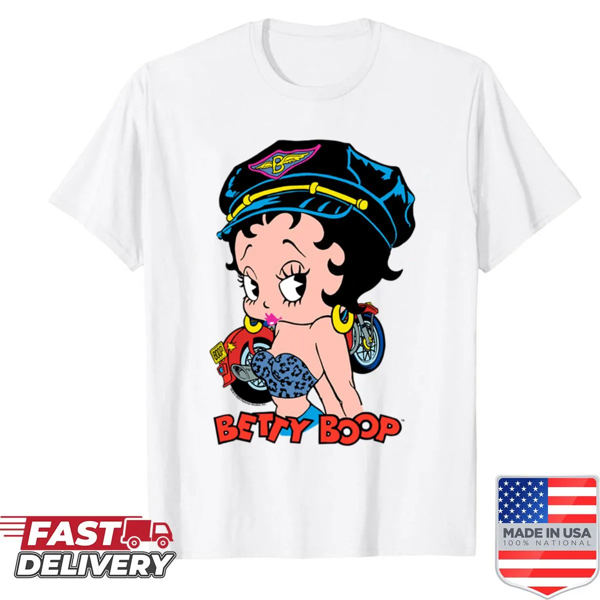 Vintage Betty Boop pin-up biker babe logo shirt