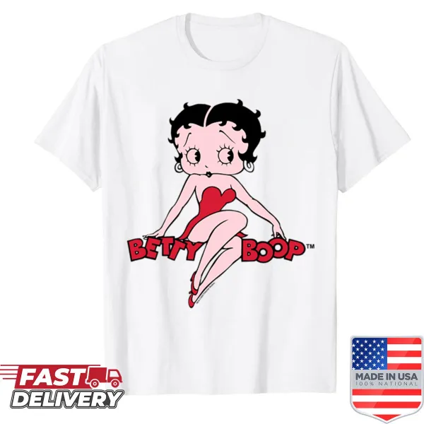 Vintage Betty Boop sitting logo shirt with playful text design