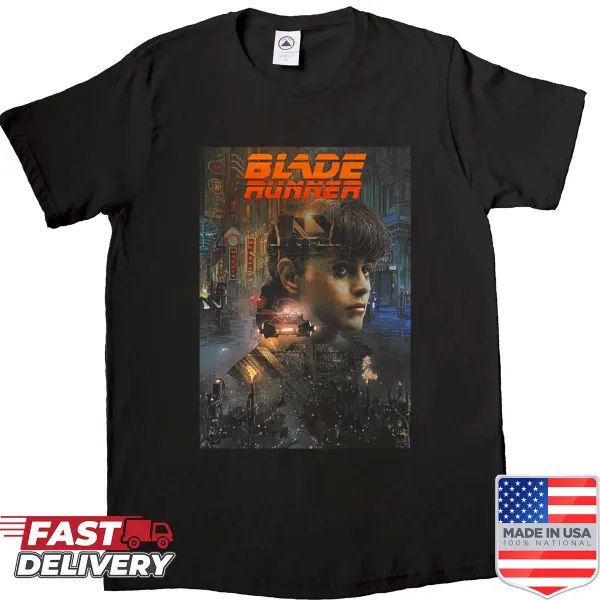 Movie art design inspired by Blade Runner on a shirt