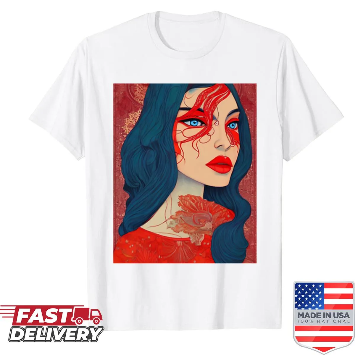 Cartoon caricature shirt featuring a pin-up design