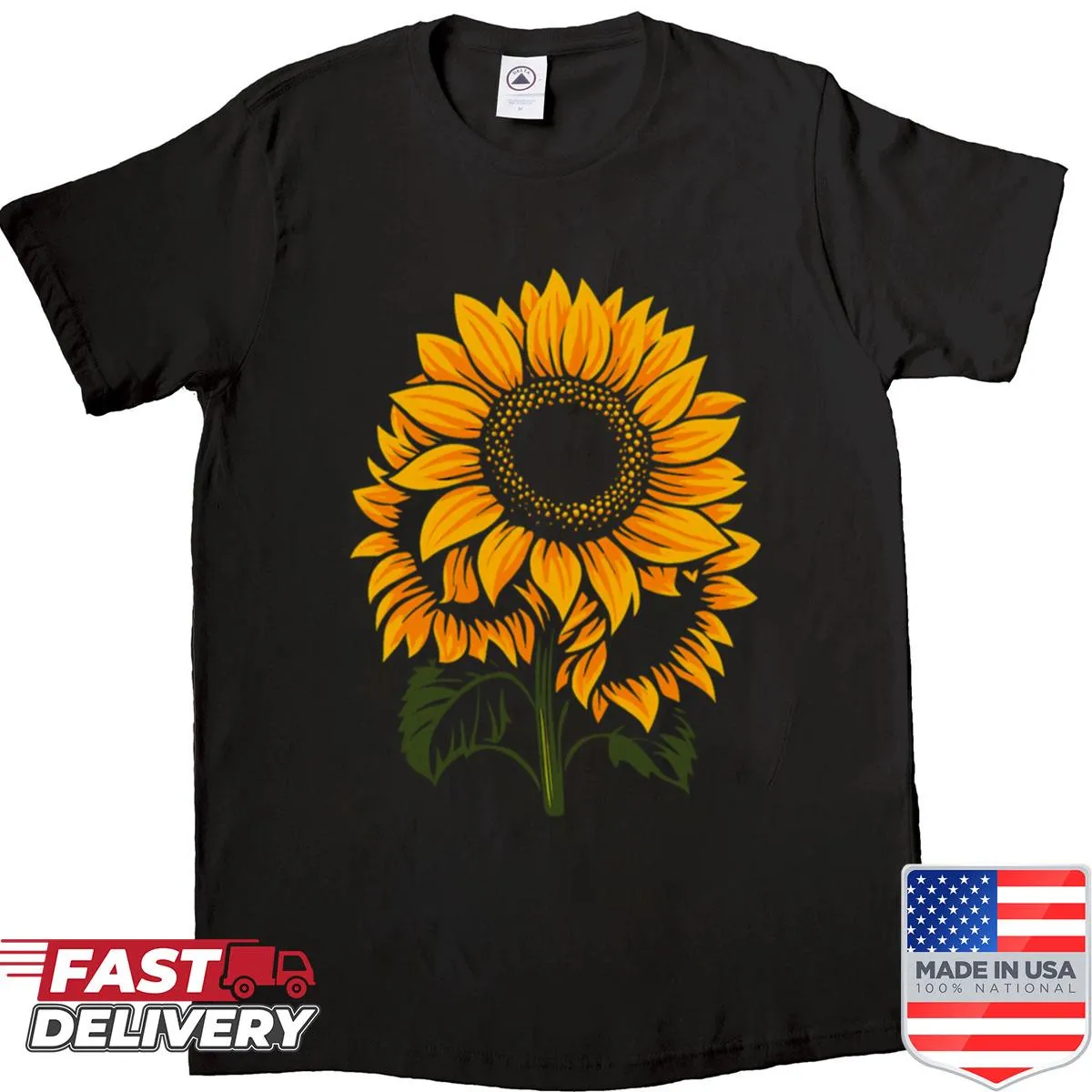 Illustration of a sunflower on nature-inspired shirt
