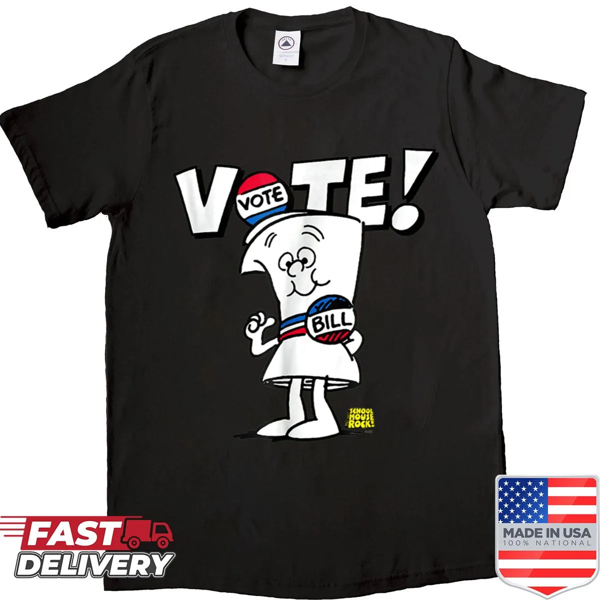 Vintage shirt featuring 70s educational animation graphic