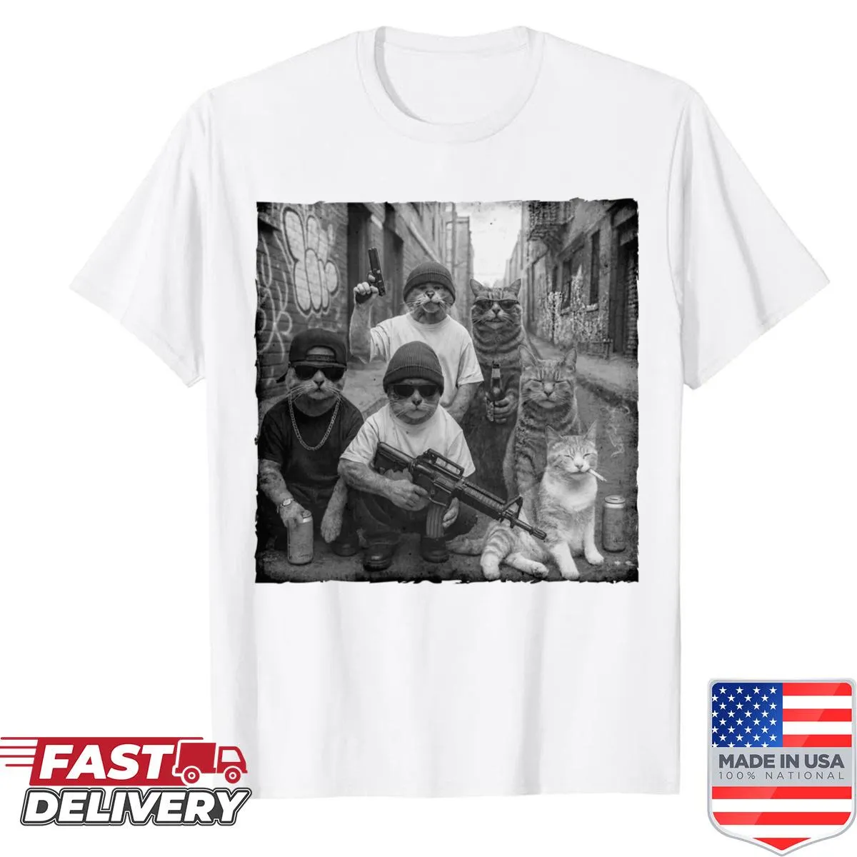 Funny gangster cat meme shirt for cat lovers