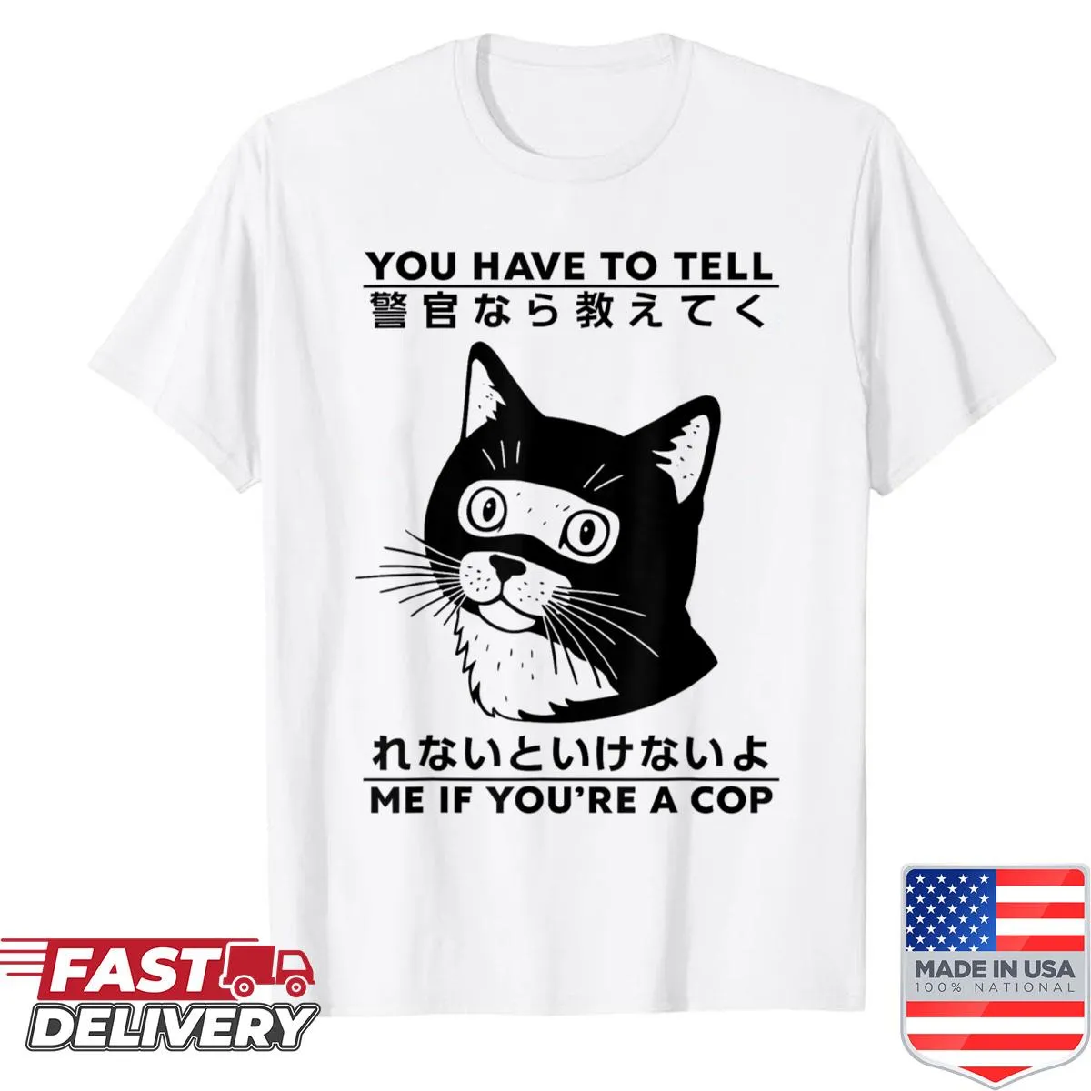Cat-themed shirt with humorous meme text for cat lovers