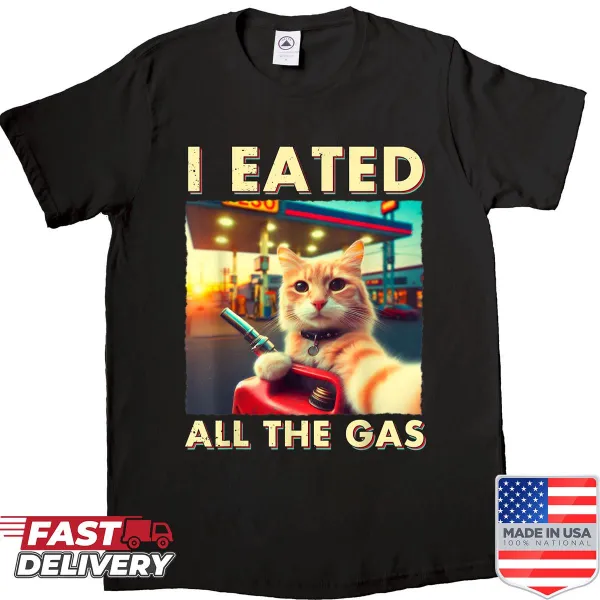 Funny cartoon cat selfie design on Cat Lover T-shirt