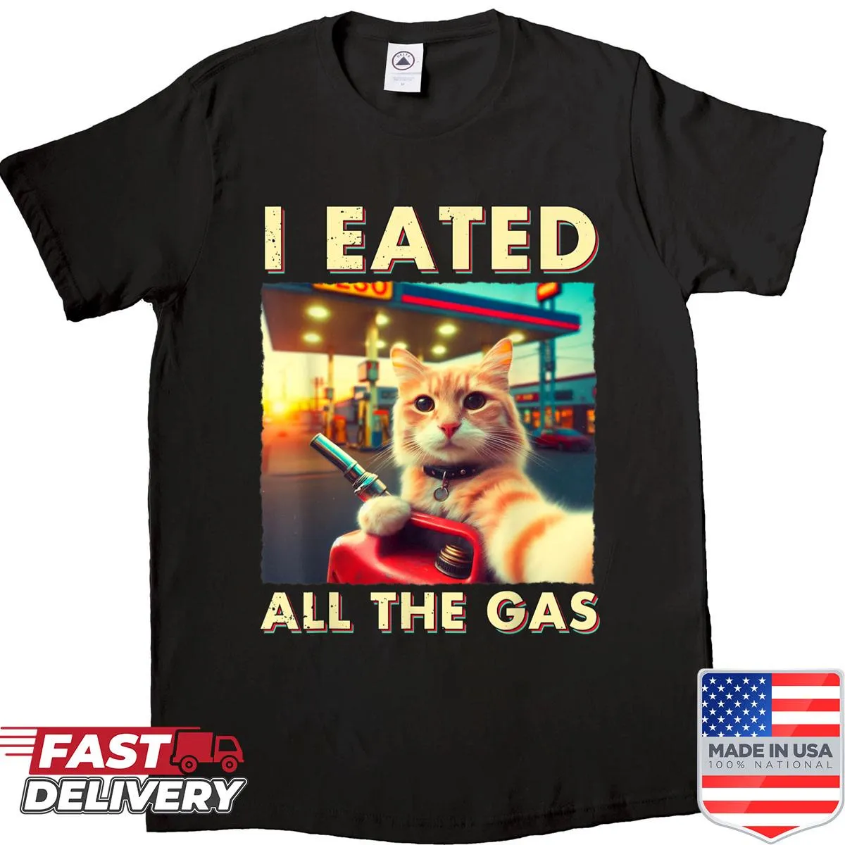 Funny cartoon cat selfie design on Cat Lover T-shirt