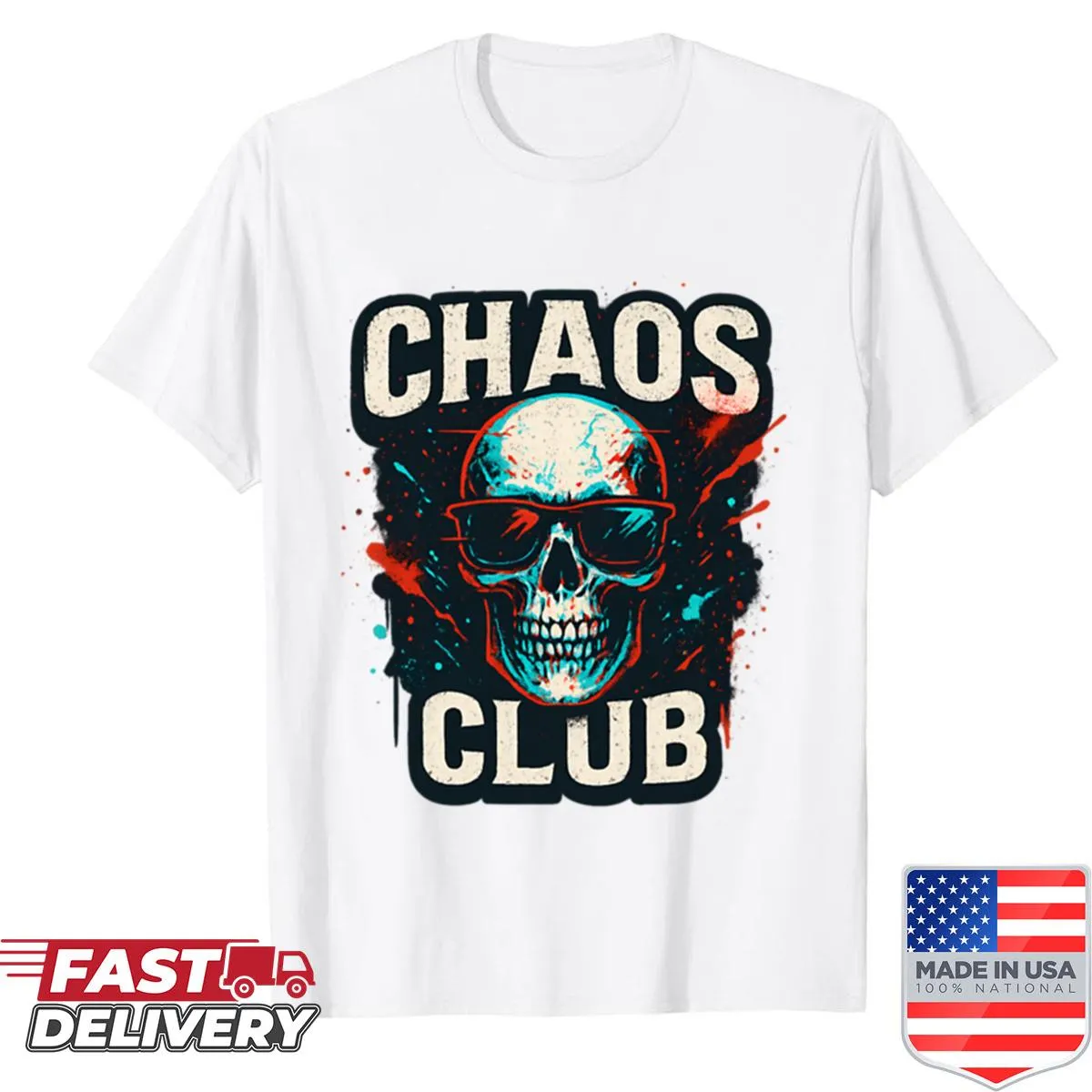 Grunge skull graphic on a streetwear shirt