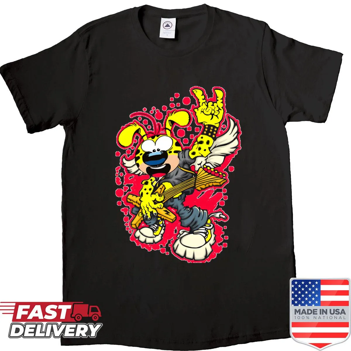 Cartoon graphic combining Christmas and birthday themes on a shirt