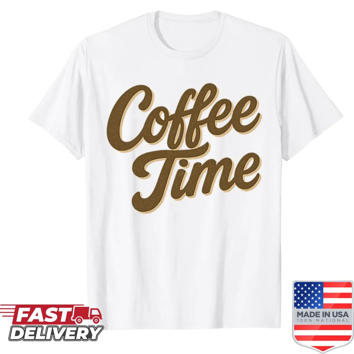 Oversized shirt featuring retro lettering that says 'Coffee Time'