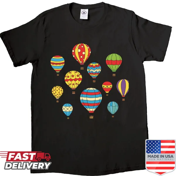 Oversized shirt featuring playful cartoon hot air balloons