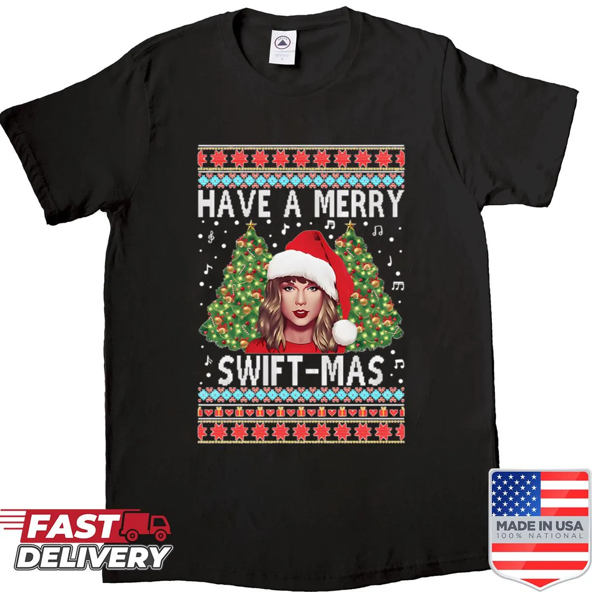 Vintage concert-themed shirt blending Christmas and Halloween elements