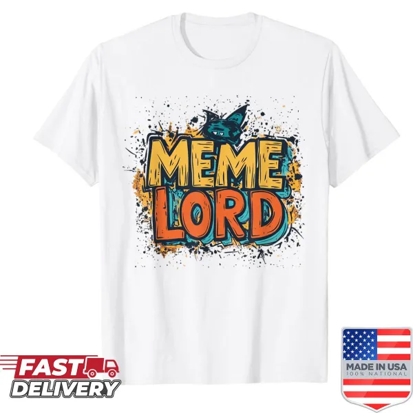 Meme Lord graphic t-shirt with bold typography for teens