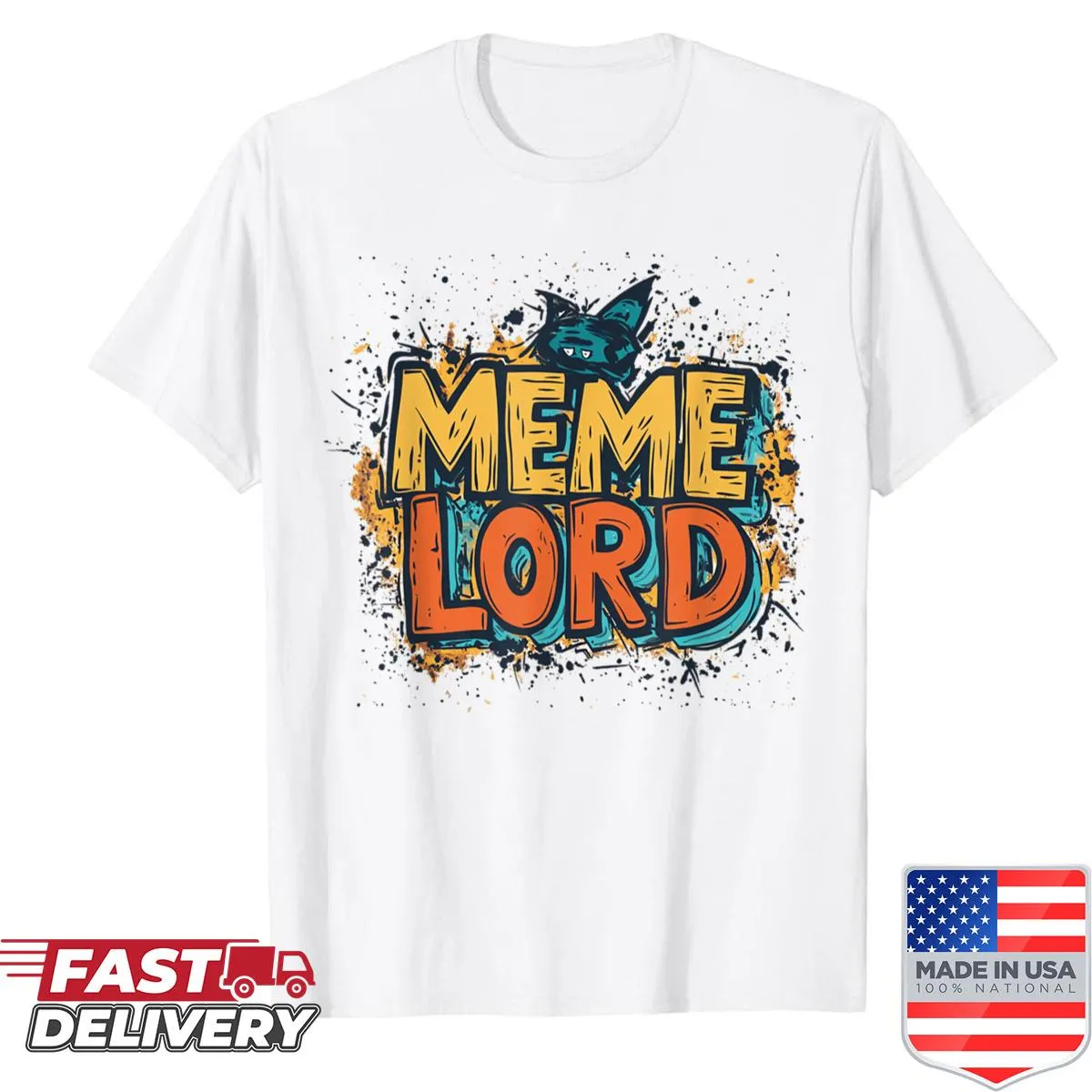 Meme Lord graphic t-shirt with bold typography for teens
