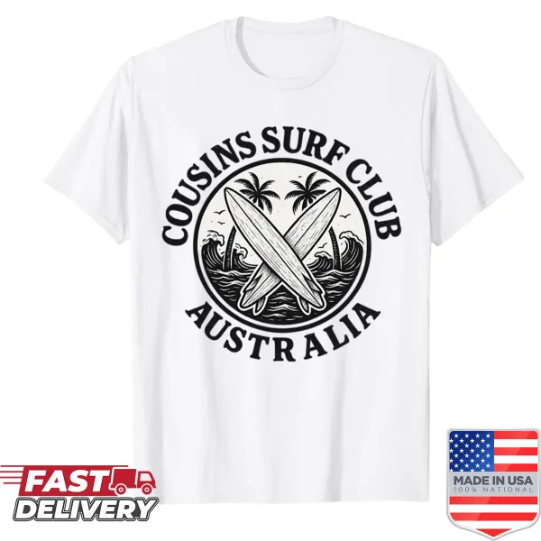 Vintage surf shirt with retro Cousins Surf Club design