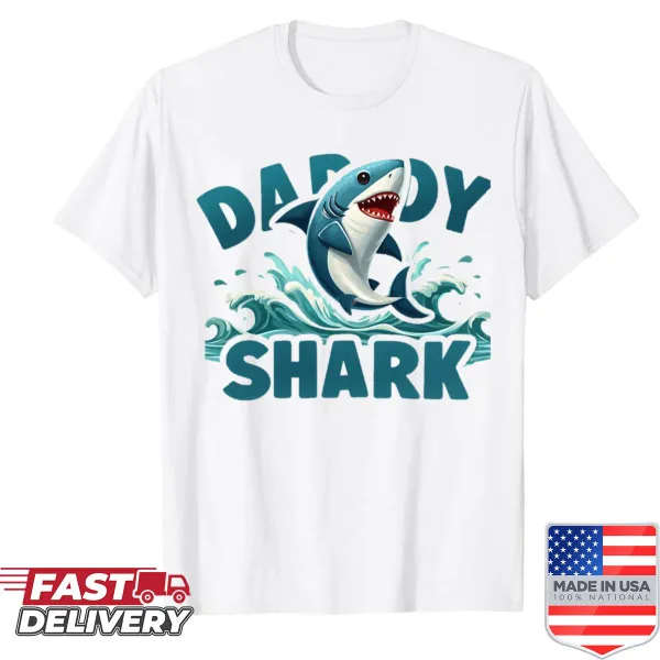 Playful Daddy Shark shirt with a cheerful shark graphic