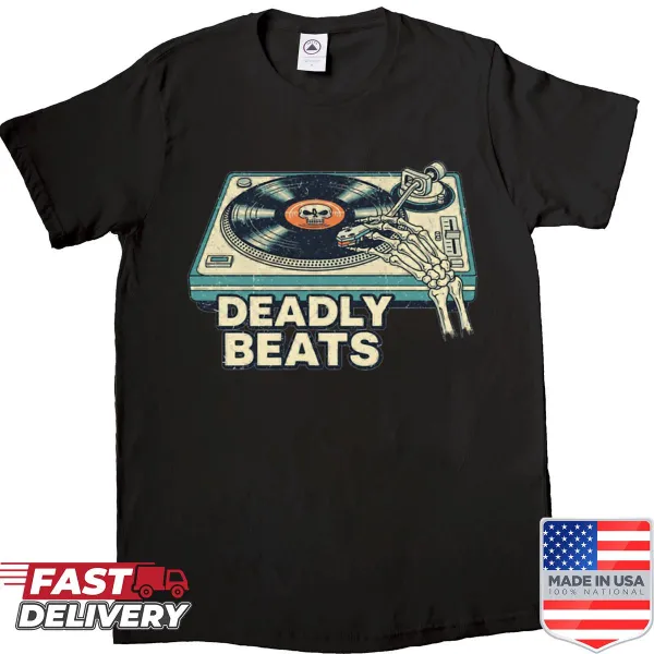 Turntable design with 'Deadly Beats' text