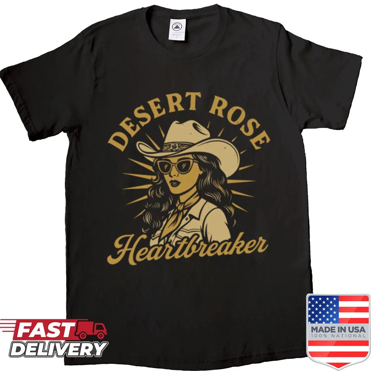 T-shirt featuring 'Desert Rose Heartbreaker' text with a stylish design