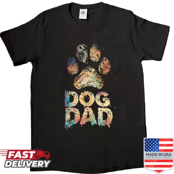 Vintage-style shirt with a distressed paw print design for dog dads